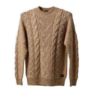 NWT Scotch & Soda Mens XL Beige Fisherman Wool Blend Cable Knit Pullover Sweater